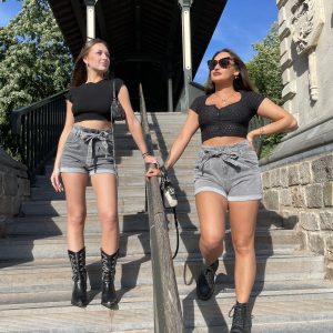 Short en jean gris taille haute