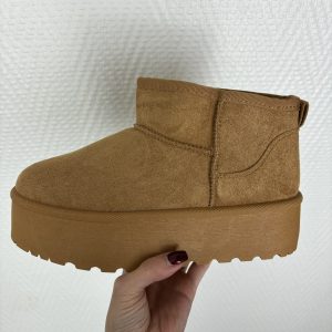Mini boots camel à plateforme