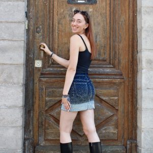 Jupe en jean à strass