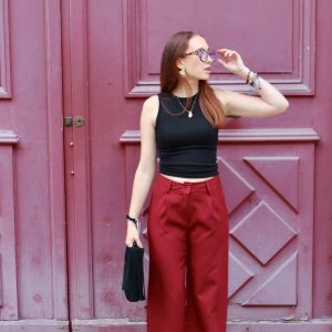 Pantalon tailleur fluide (❤️,🖤,🤎)