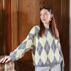 Pull jacquard jaune